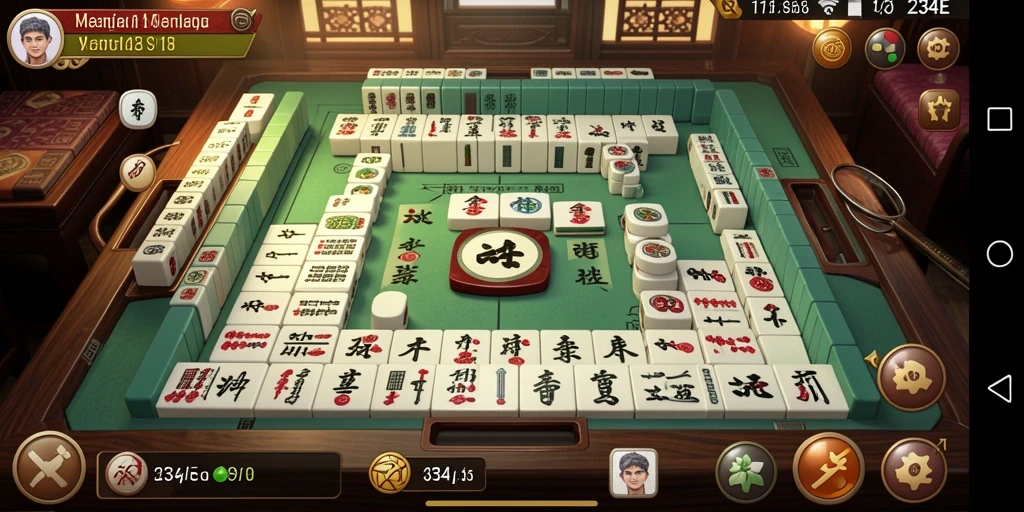 Tampilan gameplay menarik dari 234E menunjukkan keseruan permainan Mahjong.