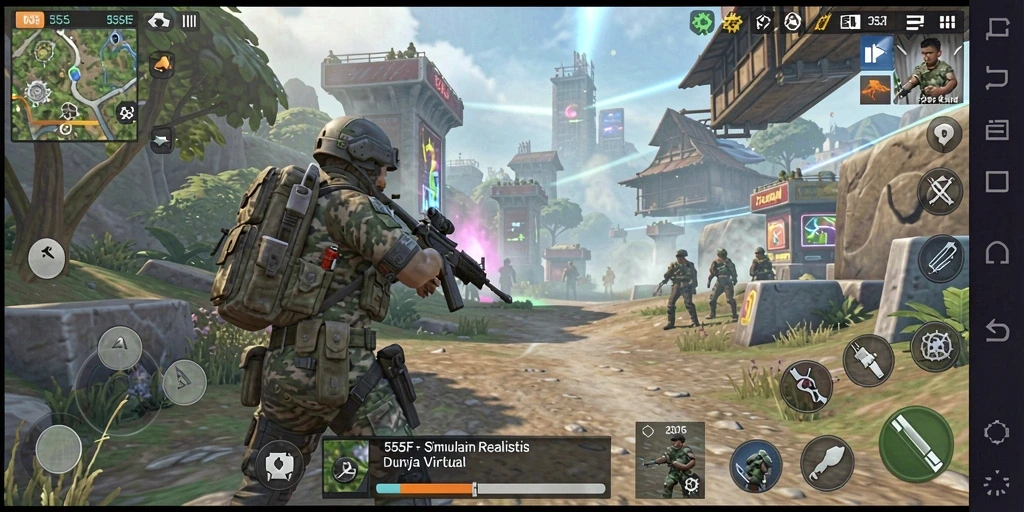 Gameplay menarik dari 555F yang menampilkan simulasi mendalam.
