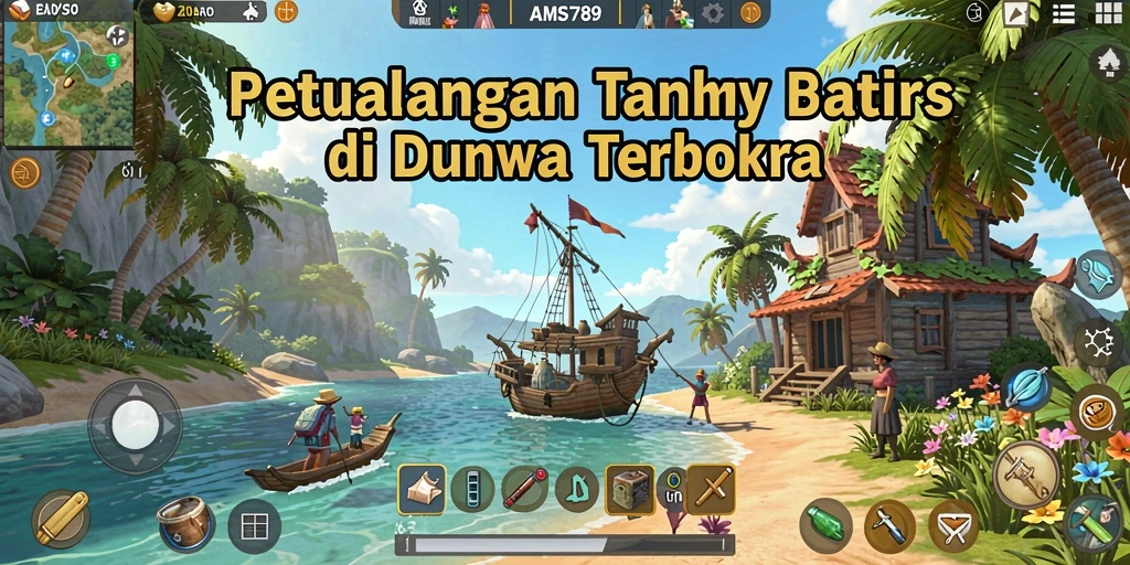 Tangkapan layar gameplay seru dari AMS789 yang menunjukkan dunia yang luas dan indah.