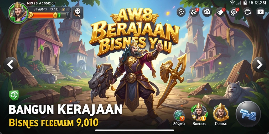 Tangkapan layar gameplay AW8 yang menunjukkan proses membangun kerajaan bisnis.