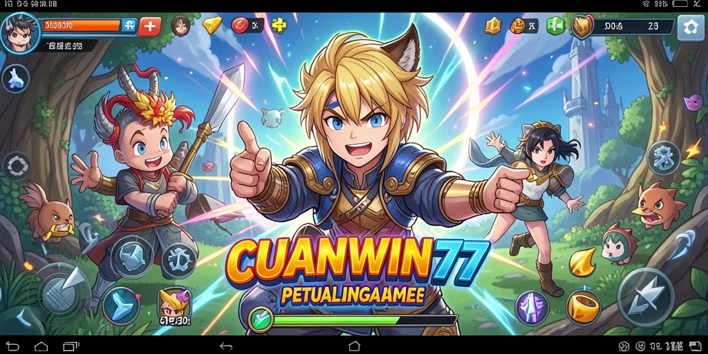 Screenshot gameplay menampilkan pertempuran karakter anime yang seru.