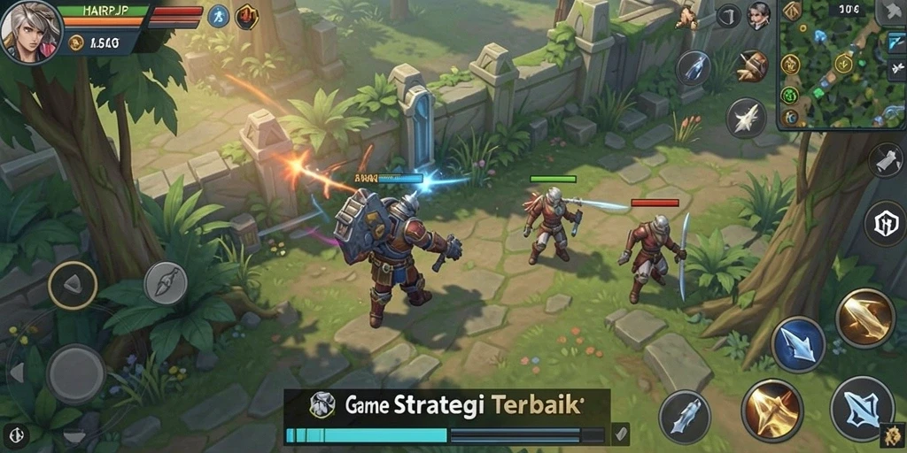 Tampilan menarik dari gameplay <strong>HARAPJP</strong> yang membangun dan berperang.