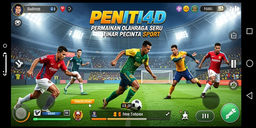 Screenshot menunjukkan aksi seru pertandingan olahraga dalam PENITI4D.
