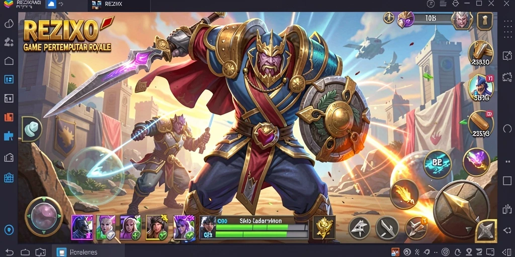 Tampilan dinamis gameplay <strong>REZIXO</strong> dalam pertempuran Battle Royale.