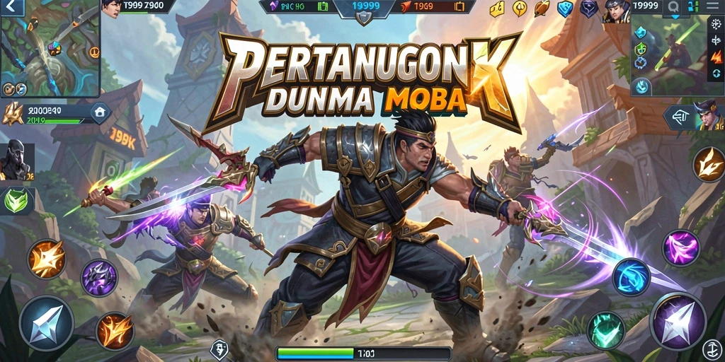 Screenshot gameplay T9999 menampilkan pertempuran seru di arena.