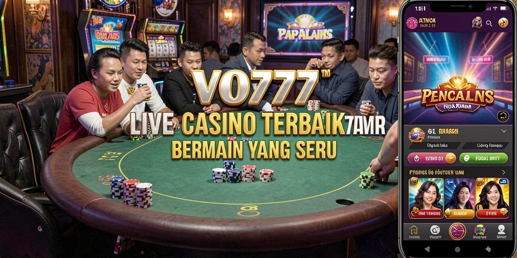 Tampilan utama VO777 memperlihatkan gameplay seru dari Live Casino.